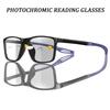 3 Pairs Reading Glasses Photochromic Classic Square Far Sight Presbyopic Glasses Anti Blue Light Blocking Ultralight Eyewear