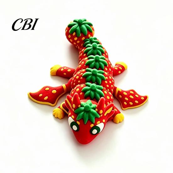 Movable Dragon Figurine Strawberry Egg with Dragon, 3D Printed Fidget Toy Collectible Ornament Flexible Joints, Decoration for Home Office Shape