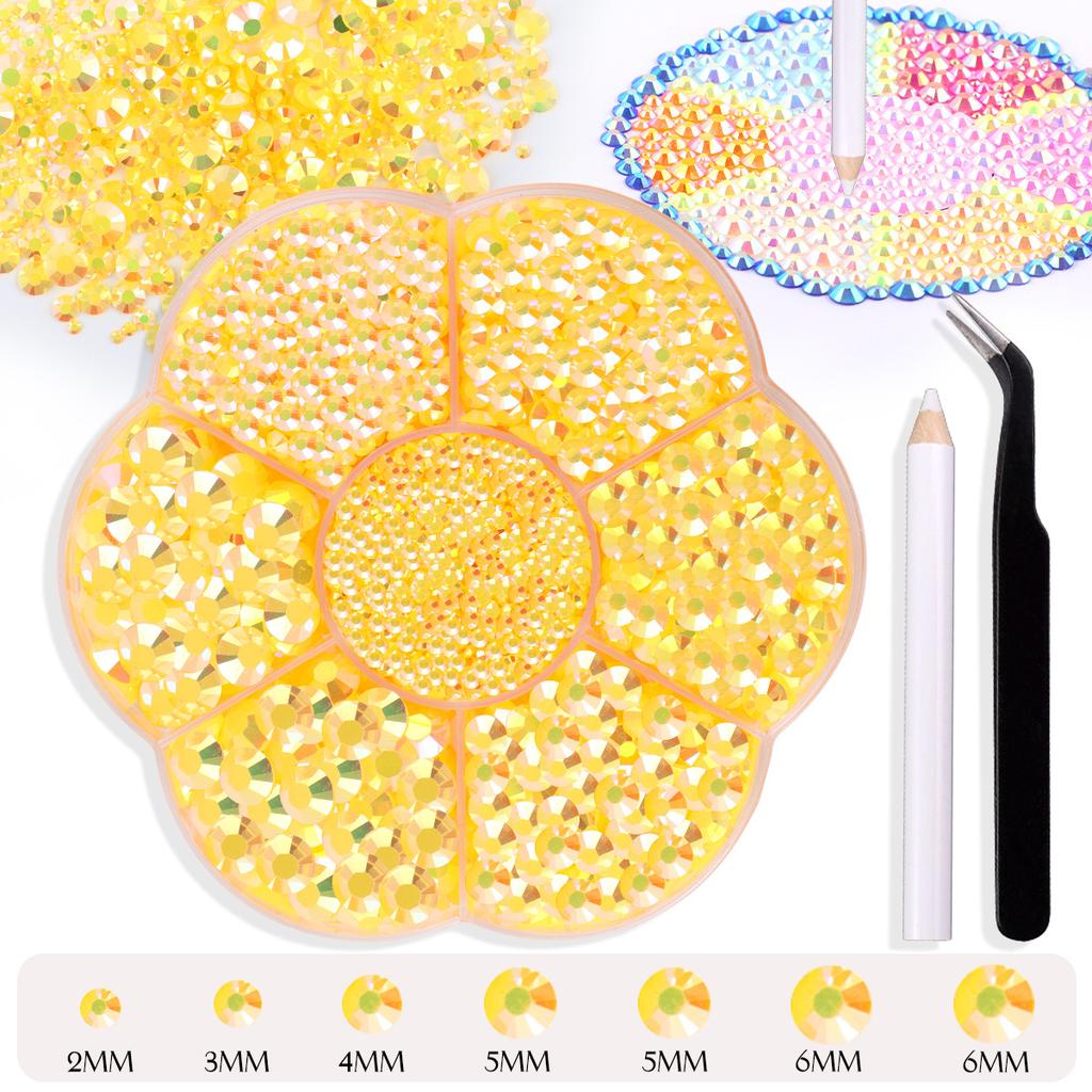 7 Grid Plum Blossom Boxed Resin Flat Bottom Nail Art Jewelry Jelly Diamond Violent Bear Ab Rhinestone Diy Clothing Diamond Sticker