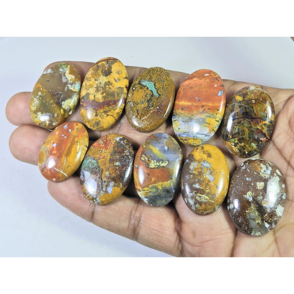 282Cts. Natural Forest Agate Oval Cabochon Loose Gemstone 10 Pcs Lot C-1960