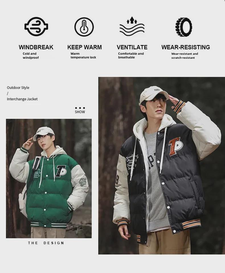 Chaqueta de Invierno con Capucha de Piel de Cordero con Forro de Terciopelo para Hombre - Ajuste Holgado Moderno y Estilo Casual