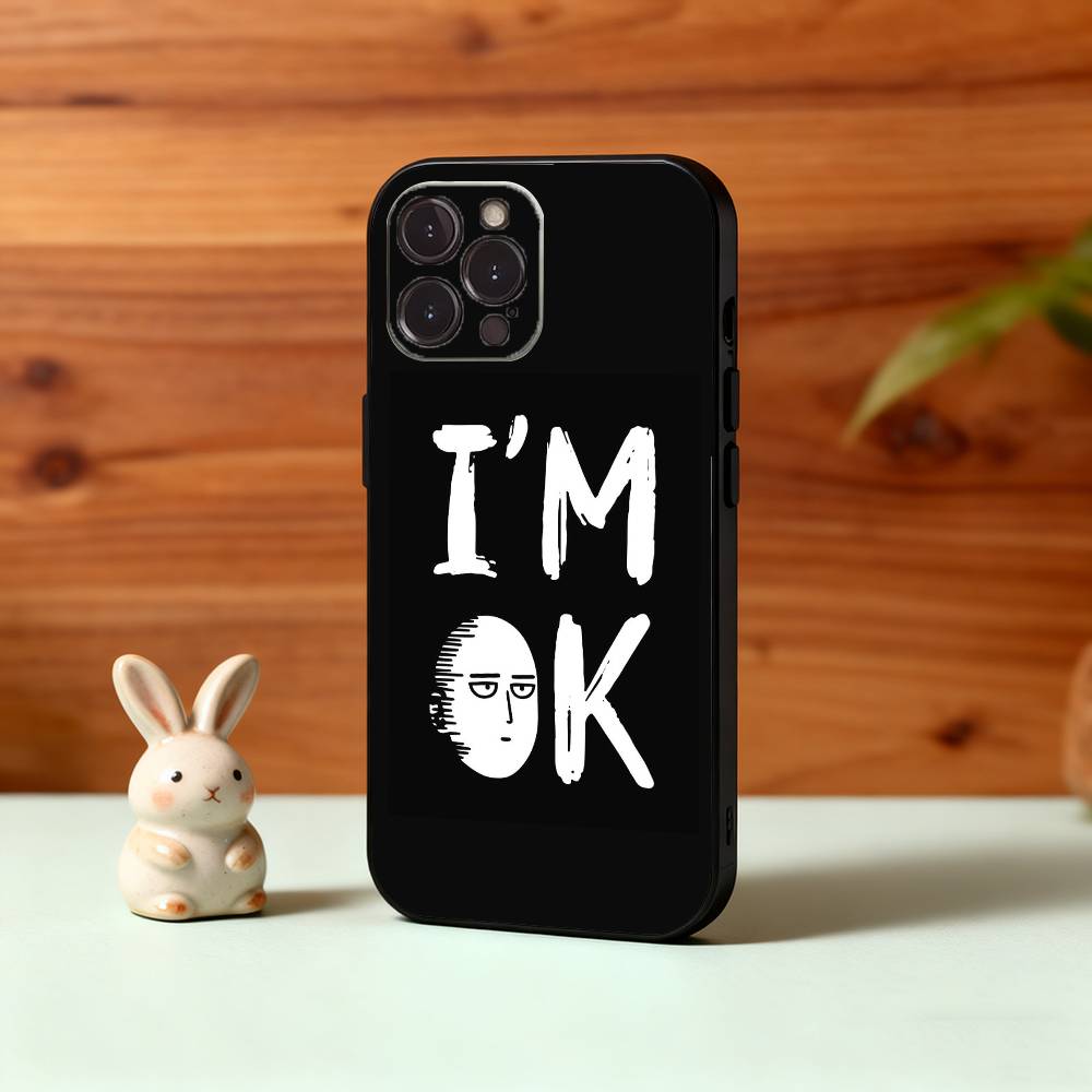 One P-Punch Anime S-Saitama M-Man Phone Case For iPhone17 16 15 14 13 12 11 Pro Max Plus,5G Soft Black Case