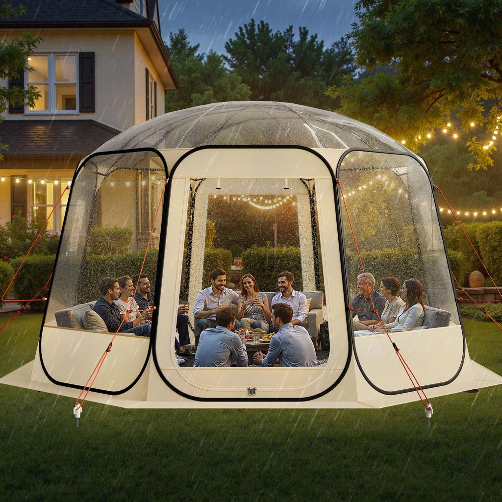 VEVOR Pop up Bubble Tent, 3.36 x 3.45 m Waterproof & UV-Resistant, Clear Camping Tent Shelter, Outdoor Garden Dome Igloo Tents with Windows