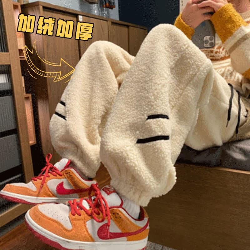 

Lamb Wool Pants Men s Winter Fleece Thickened 2026 New Fleece Leggings Northeast Thermal Cotton Pants M абрикосовый