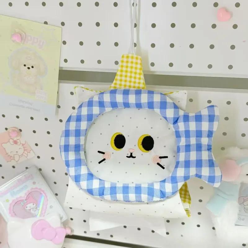 Cartoon Cat Paper Bag Wall Mounted Fabric Handmade Tissue Cover Household Dormitory Car High Appearance Level Creative Paper Bag