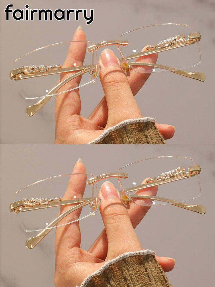 

1PC/2PCS Unisex Metal Rimless Glasses Square Frame Clear Glasses For Animal Accessories Street Snap