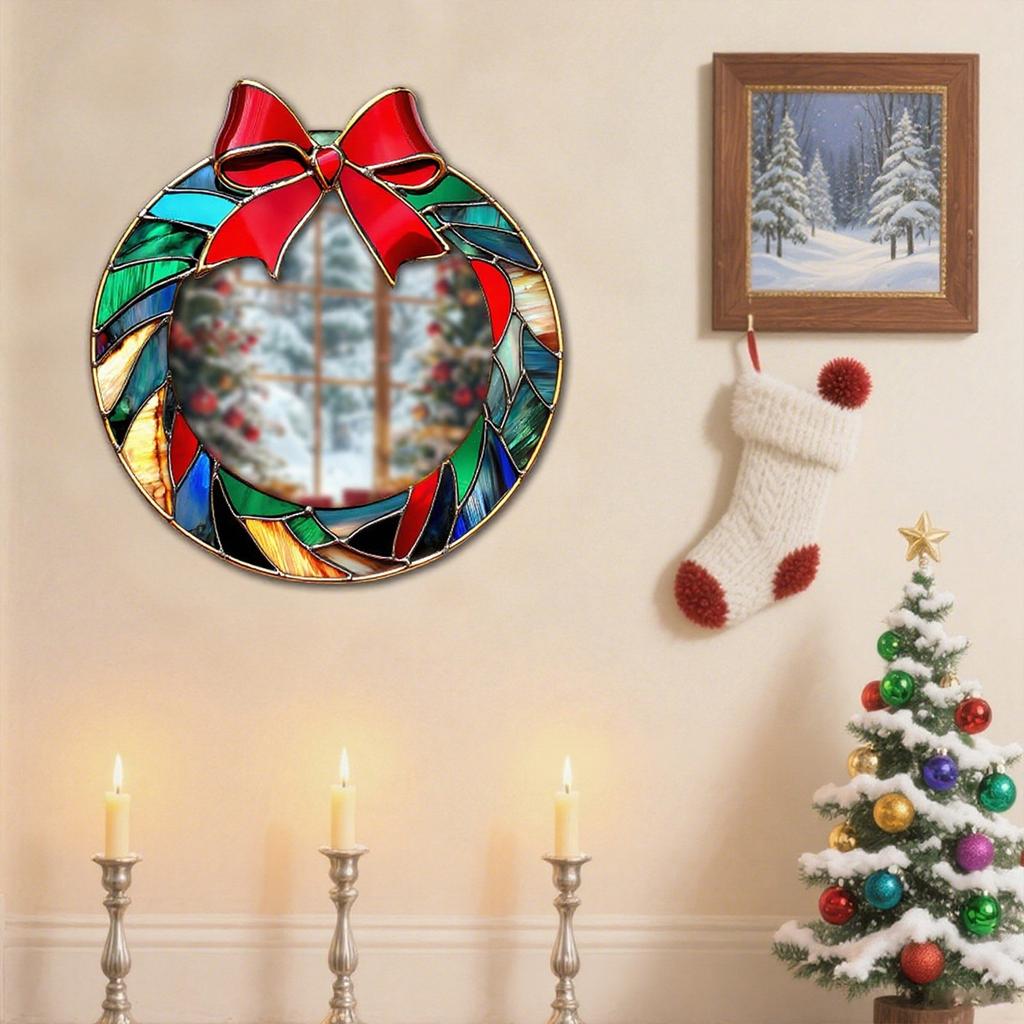 Christmas Mirror Decorative Pendants, Hole-free Mirror Wall Decorations, Reflective Decorative Mirror Stickers