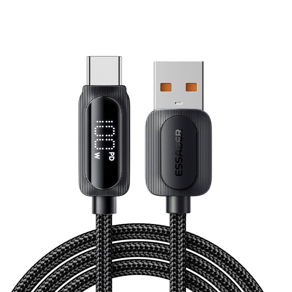 Nabíjecí kabel ESSAGER Type-C7A s digitálním displejem pro telefony Huawei, Honor, OPPO a další