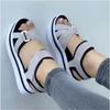 Women's Flat Velcro-Strap Beach Sandals, Thick-Soled Casual Footwear, Available In Large Sizes.
