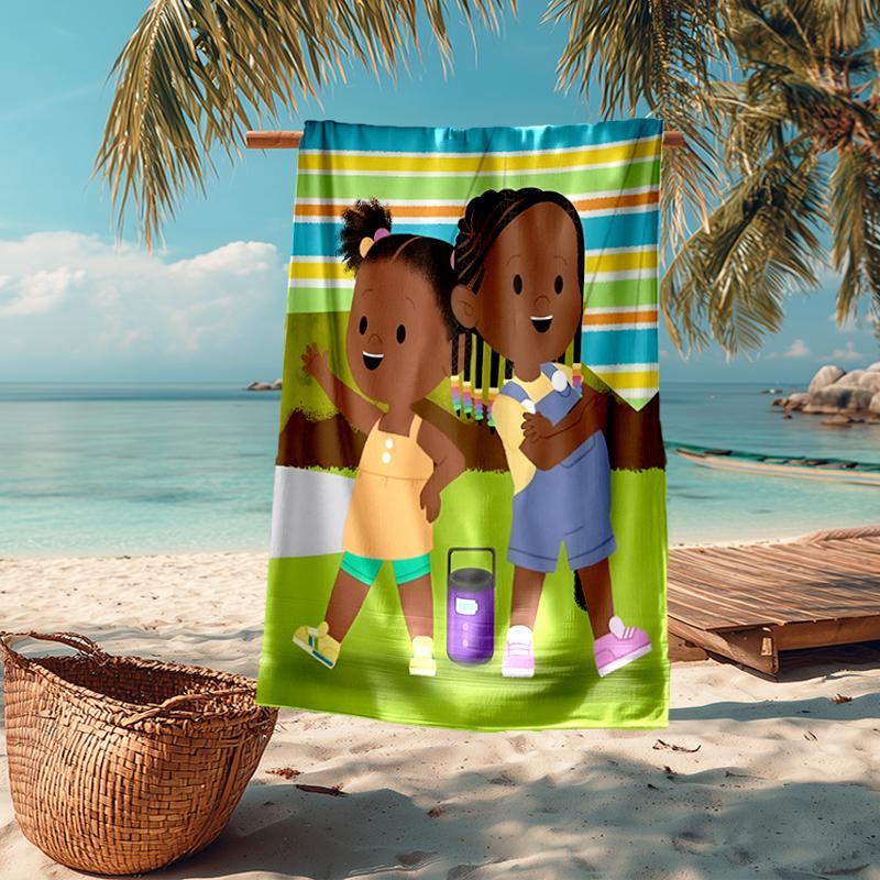 Ultra-Soft Beach Towel with Jojo And Gran Gran Theme,Ideal for Pool - Camping, Diving - Perfect Travel Essential, Vibrant Beach Towel.
