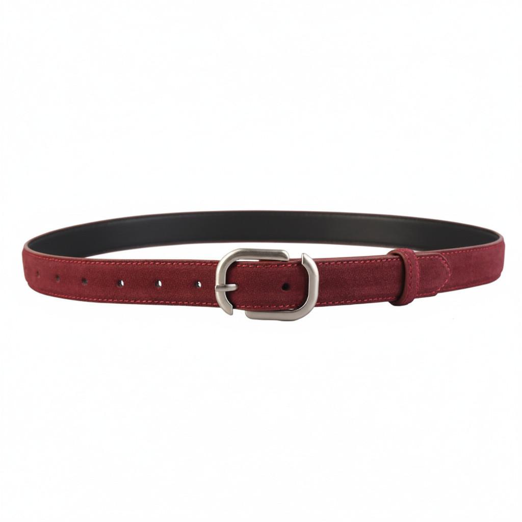 

Classic Leather Belt For Women With Alloy Buckle For Casual And Office Wear Angora Red