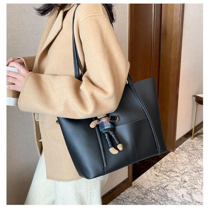 Simple Large Capacity Faux Leather Tote Bag Street Style Commuter Shoulder Handbag KTB