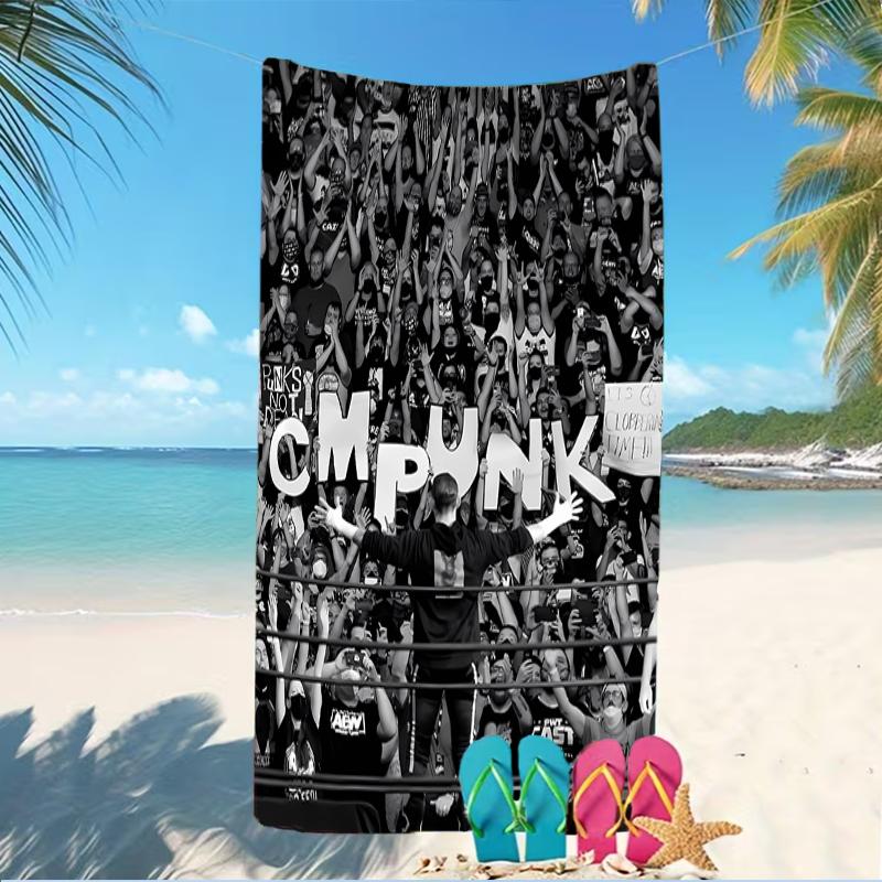 Beach Towel with CM Punk Pattern - soft,absorbent,machine washable Lightweight&Modern,swimming,Travel Essentials