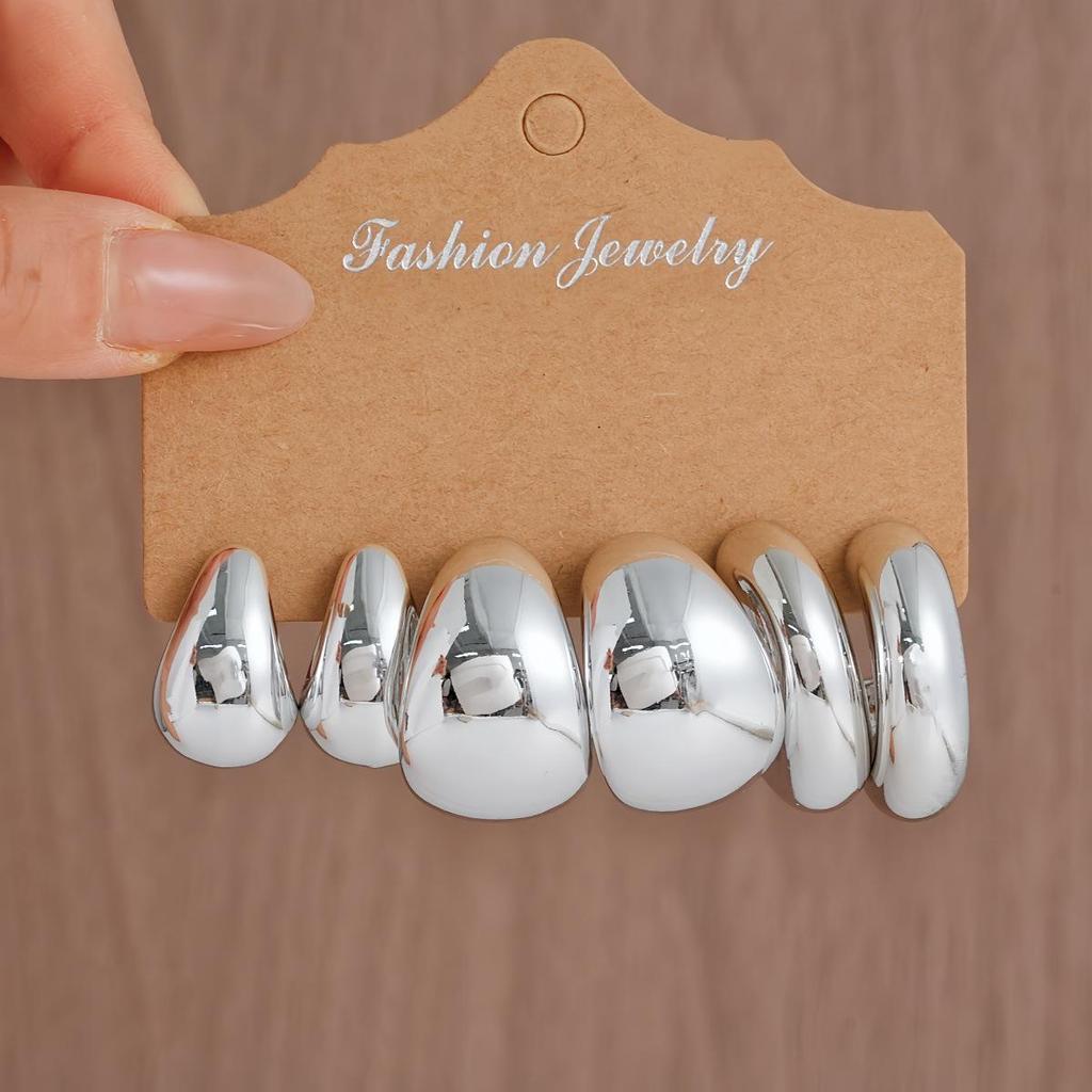 Cross-border Creative Geometric C-shaped Twist Ribbed Earring Set