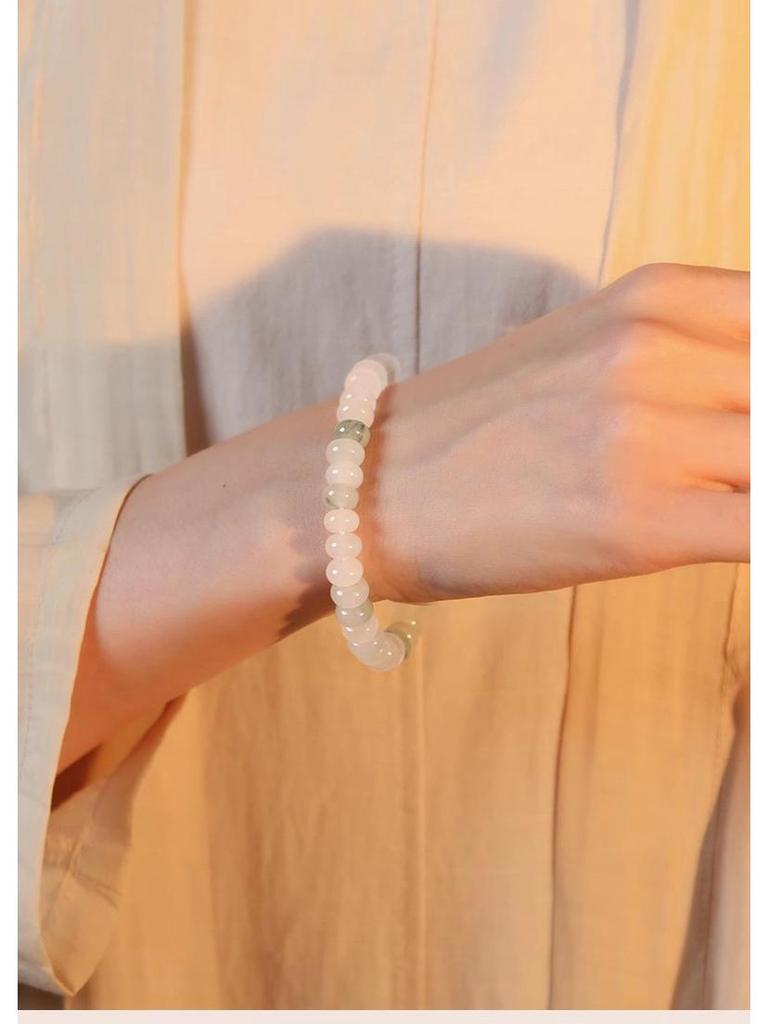 Xinjiang Tianshan Jade Bracelet: Floating Flower Golden Silk Abacus Bead - Chinese Style Women's Jewelry