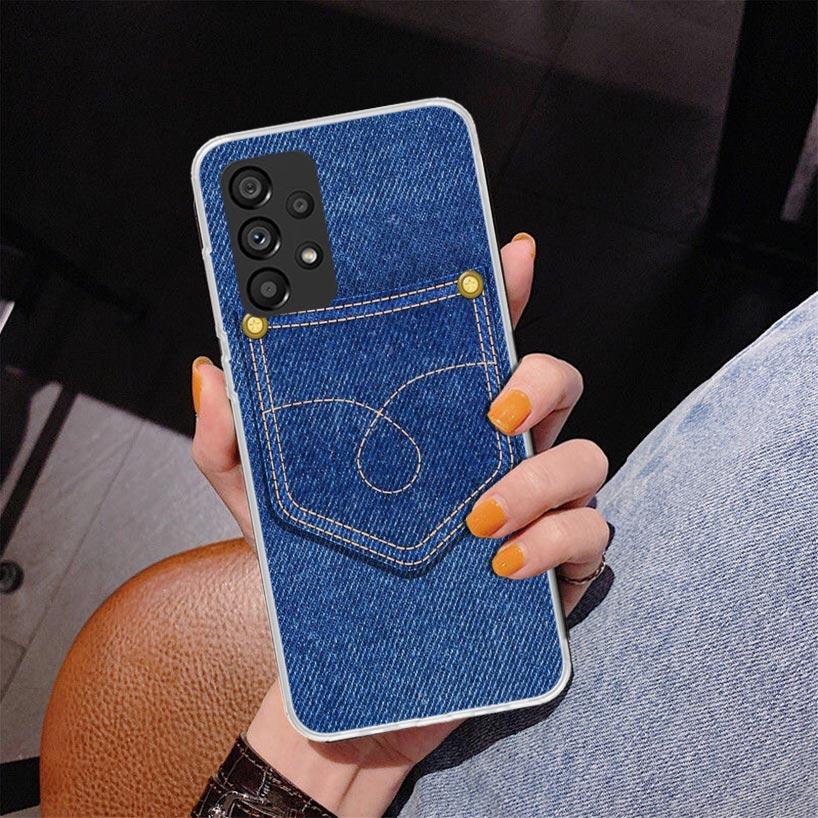 Jeans Cowboy Denim Printed Phnoe Case for Samsung Galaxy A17 A37 A57 A16 A26 A36 A56 A15 A14 A13 A55 A54 A53 A35 A34 A33 A25 A24