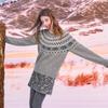 Sancai Women's 2025 Winter Fair Isle Round Neck Loose Knit Sweater