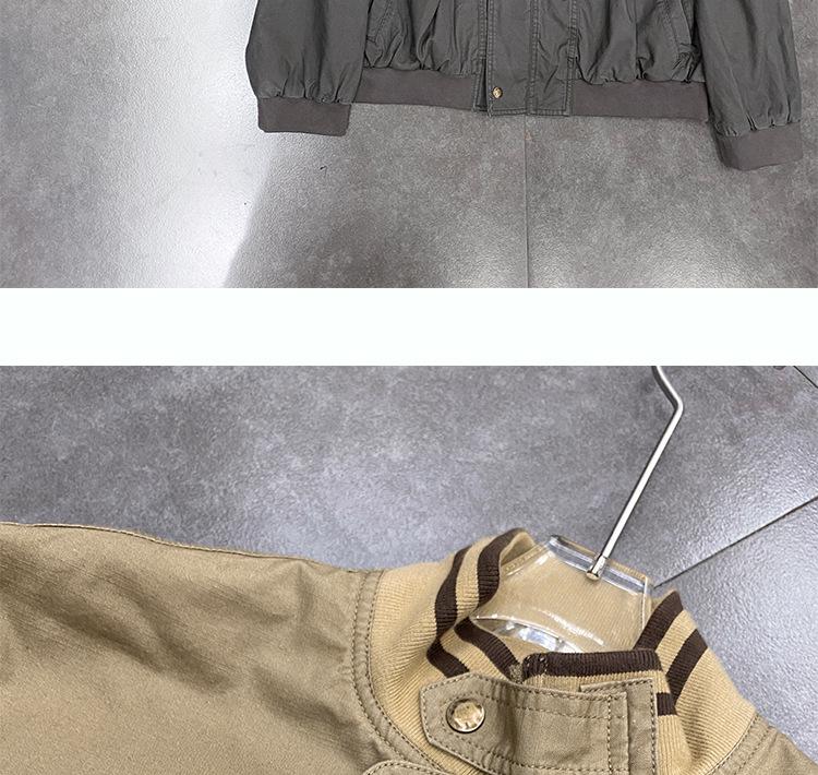 PLUS Vintage Washed Cotton Women's Jacket, Fall 2025 New Loose Stand Collar Workwear.