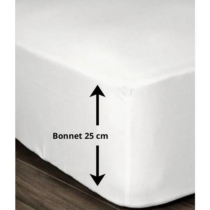 LOVELY HOME Drap Housse 100% coton 180x200x25 cm blanc