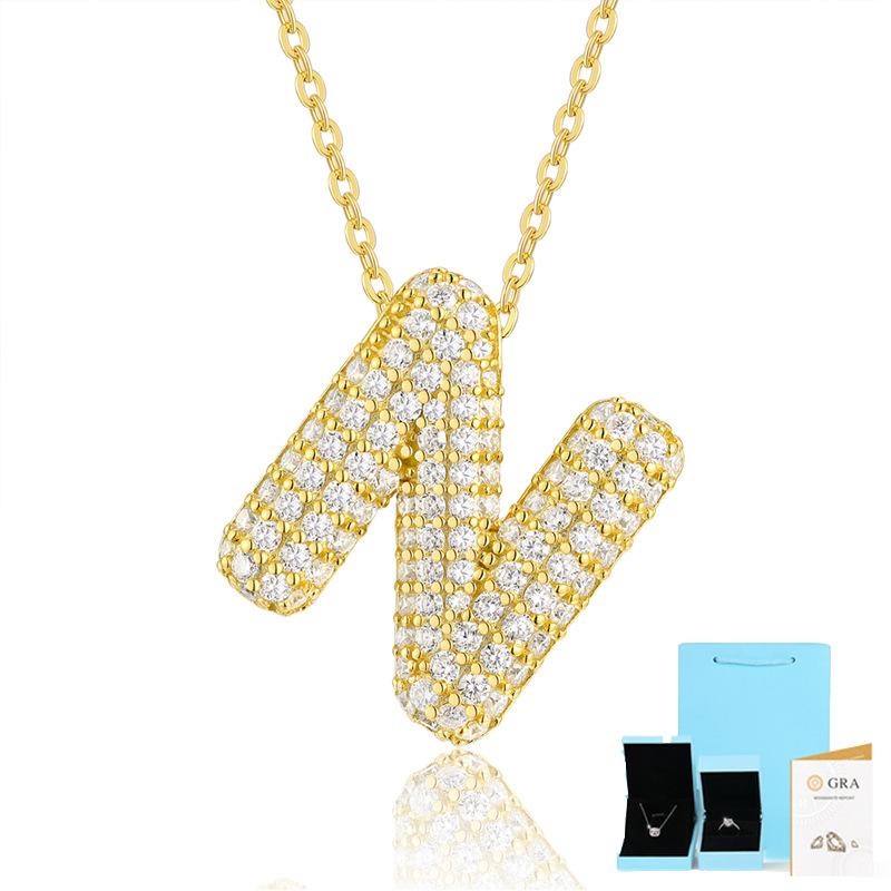 Letter Pendant Necklace 925 Silver Plated 18K Gold Collarbone Chain Fashionable Versatile Moissanite Chain
