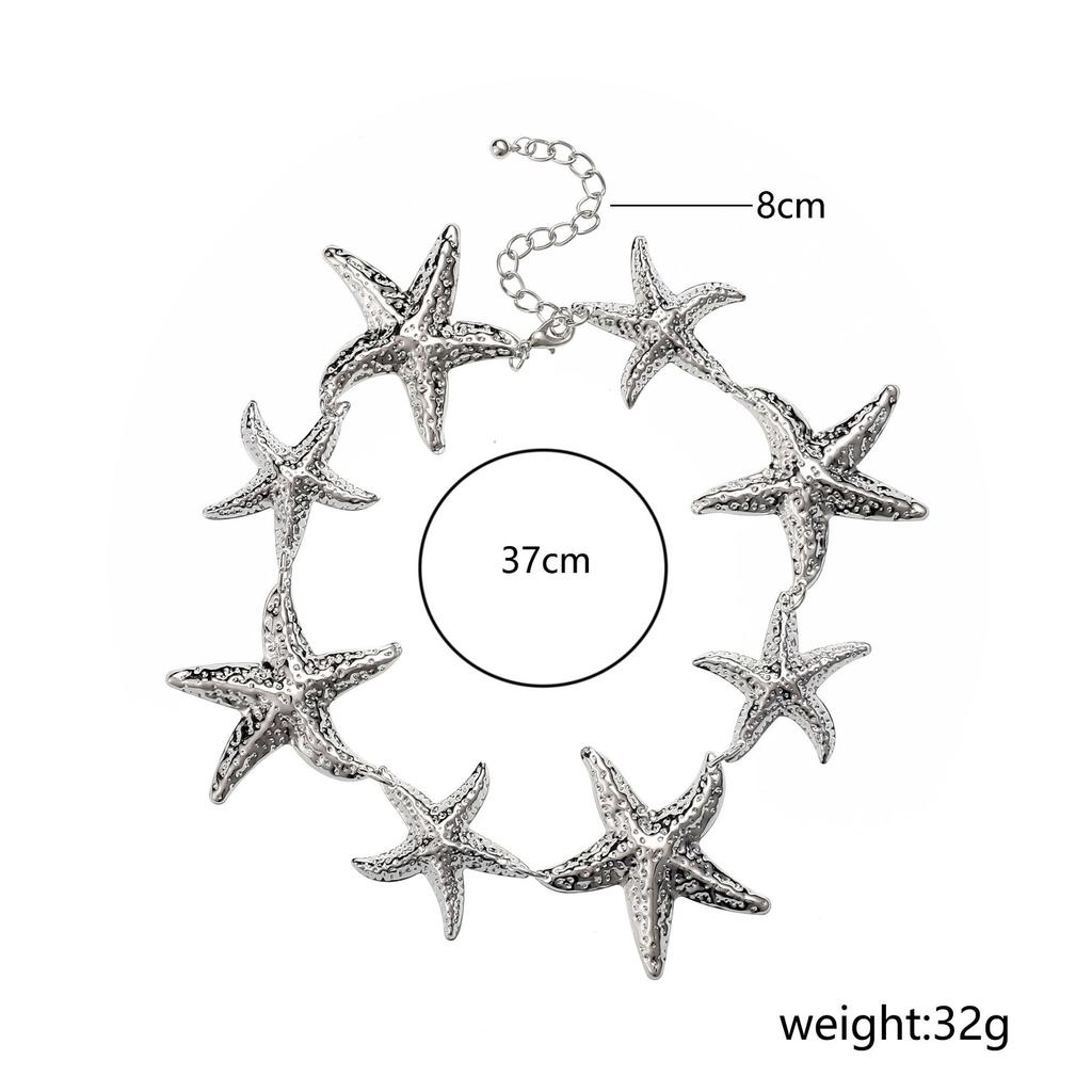 Temperament exaggerated starfish necklace fashion seaside vacation style earrings metal suit accessories women