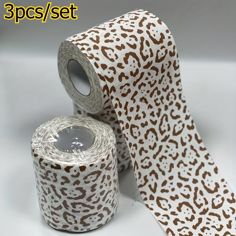 

3 шт./набір Креативний рулон туалетного паперу з леопардовим принтом Стильний візерунчастий рулон туалетного паперу Одноразові м які серветки для ванної кімнати для щоденного використання леопард друку кольору