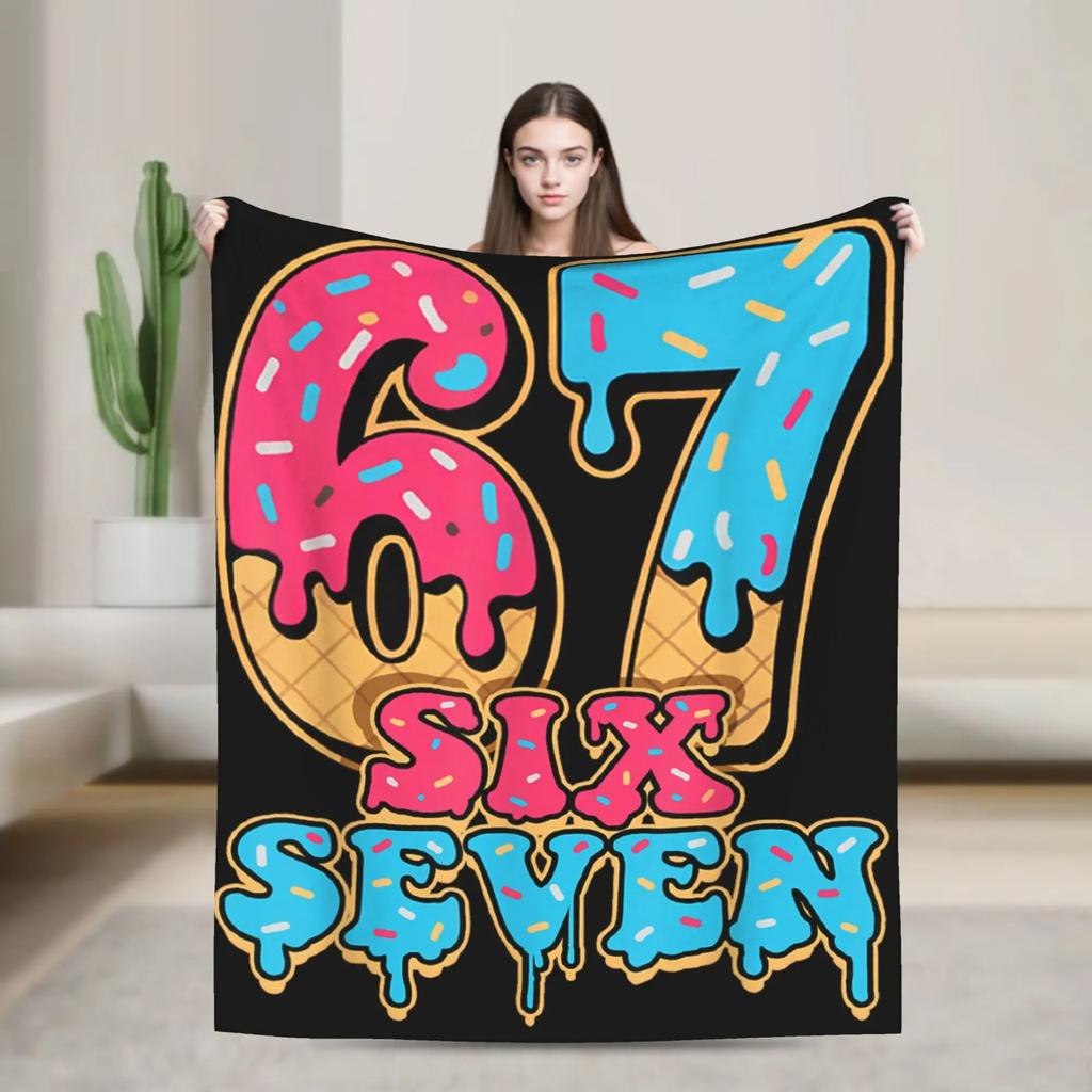 3D Cartoon 67-Style Flannel Blanket Home Bedroom Decorative Bedspread Sofa Cover Nap Blanket, Gift for Boys and Girls Teens