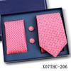 Men's Black Striped 3-Piece Gift Set: Hand-Tied 8cm Tie with Pocket Square & Cufflinks
