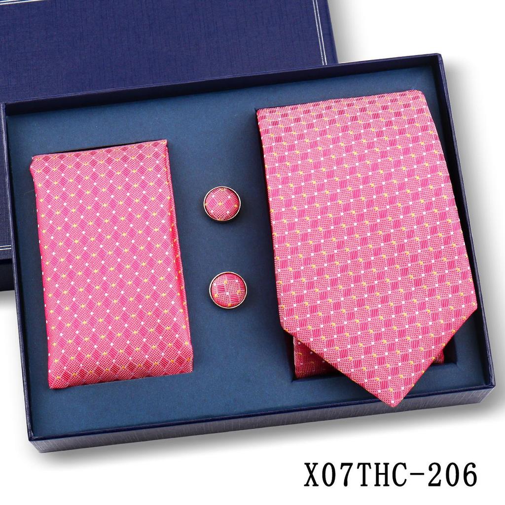 Men's Black Striped 3-Piece Gift Set: Hand-Tied 8cm Tie with Pocket Square & Cufflinks