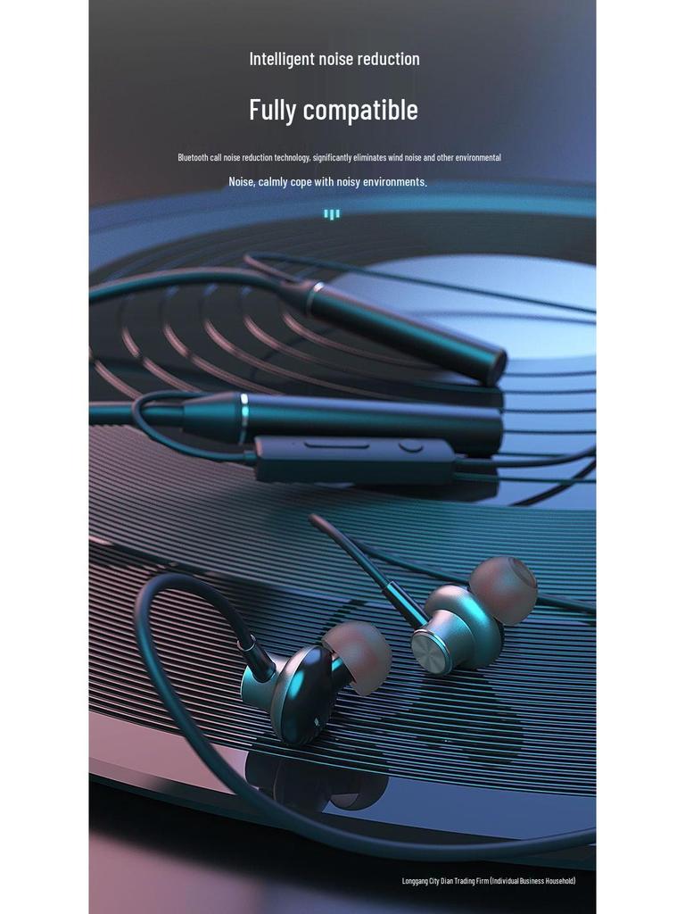 Ultra-Long Standby 5.1 Bluetooth Neckband Headphones with Card Slot & Heavy Bass, Compatible with Huawei, OPPO, Vivo, Apple.