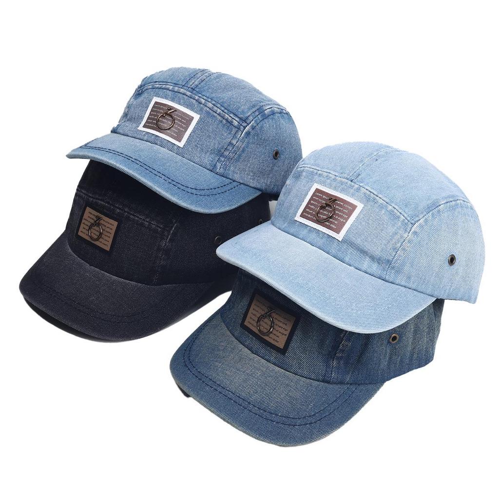 Men's & Women's Washed Denim Duckbill Cap - Short Brim, Distressed Style for Outdoor Sun Protection
