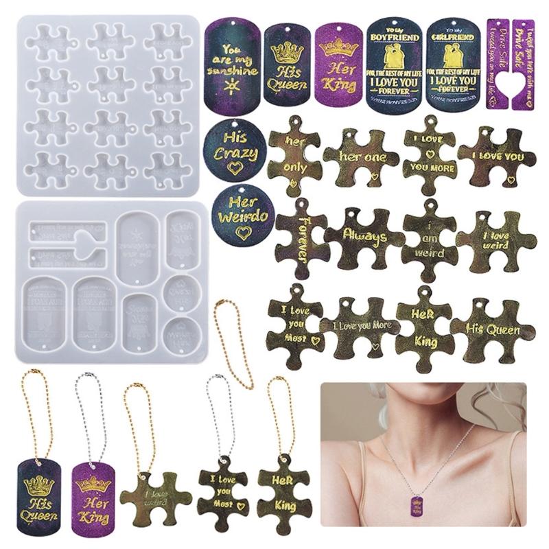 Aromatherapy Tablets Silicone Mold Puzzle Shape Resin Mold Keychain Charm Epoxy Casting Mold Rectangle Tags Molds DIY