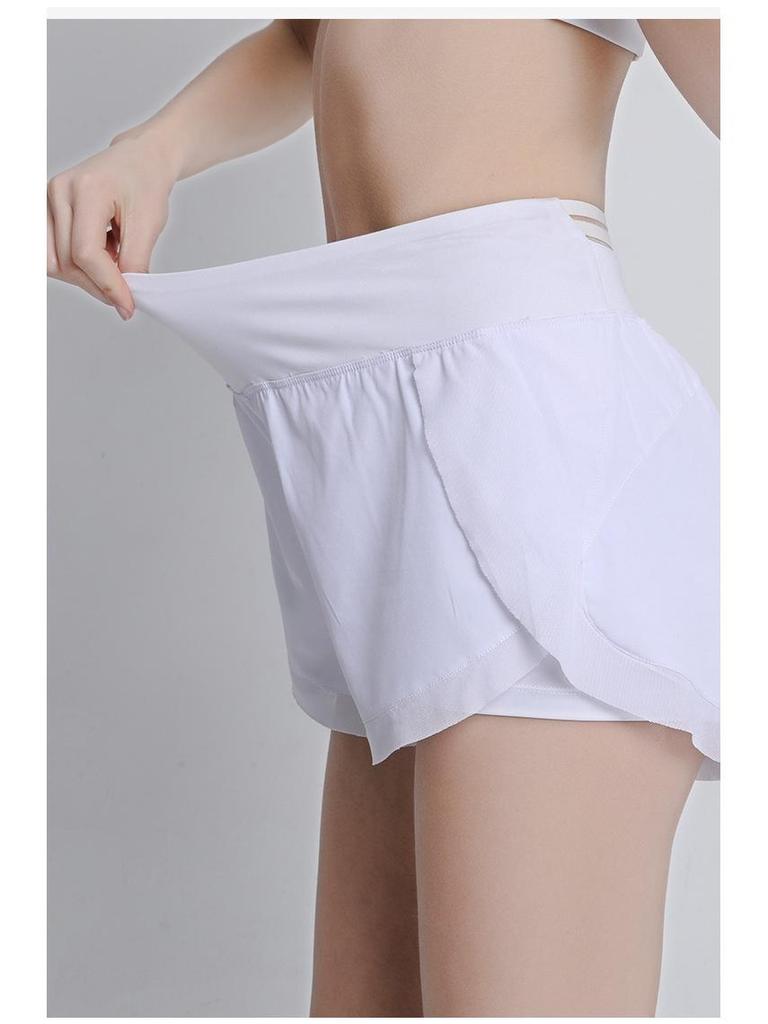 Women's Quick-Dry Breathable Summer Sports Yoga Shorts – Fake Two-Piece, Anti-Exposure, Casual & Loose Fit for Running and Fitness