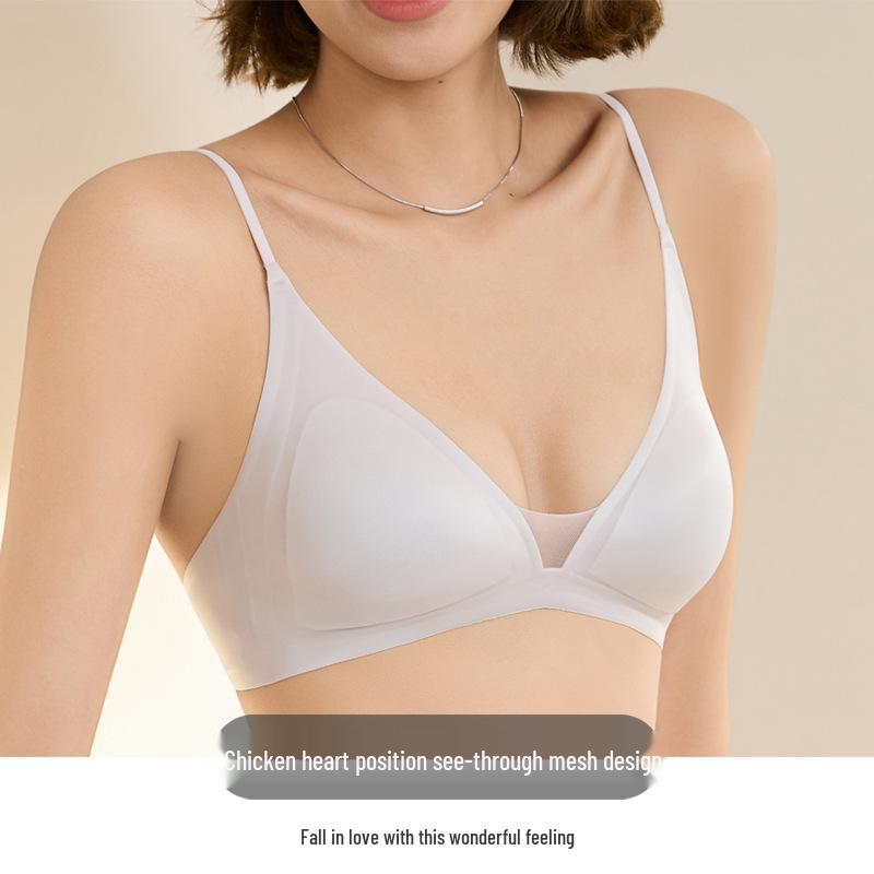 Sommer Ultra-dünne Französische Nahtlose Spitze Dessous mit Dreieckskörbchen & Anti-Hänge Stütz-BH