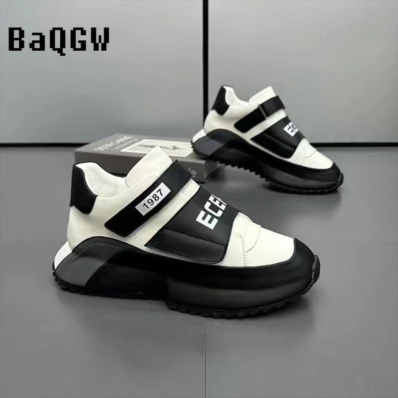 Casual Microfiber Leather Spring Breathable Increased Internal Platform Shoes for Male Women Fashion Running Chunky Sneakers