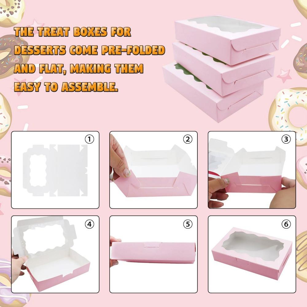 20pcs Large Treat Boxes with Window Kraft Paper Gift Wrap Boxes with Clear Window Gift Box for Weddings Birthdays Parties Ramadan Easter