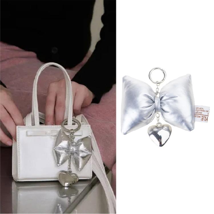 Fashionable Heart Key Chain with Trendy Bowknot Embellishment for Women Men