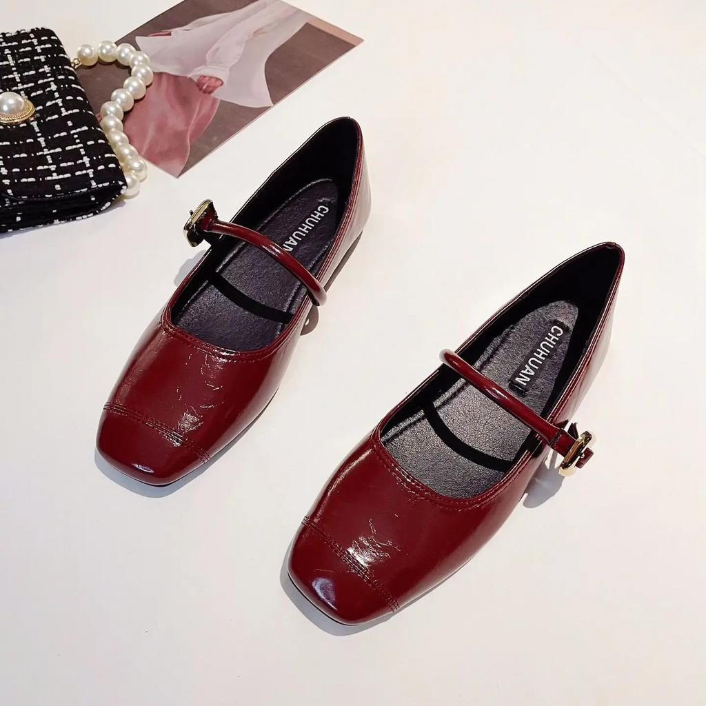 Fashion Flat Shoes Women's Spring Autumn Mary Jane New 2025 Red Plus Size Women's Shoes 41-43 Luxury Ladies Shoes Zapatillas