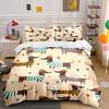 "Dachshund Trio in Stylish Outfits"  kid's and adults' bedroom decor, Exquisite three-piece bedding set gift