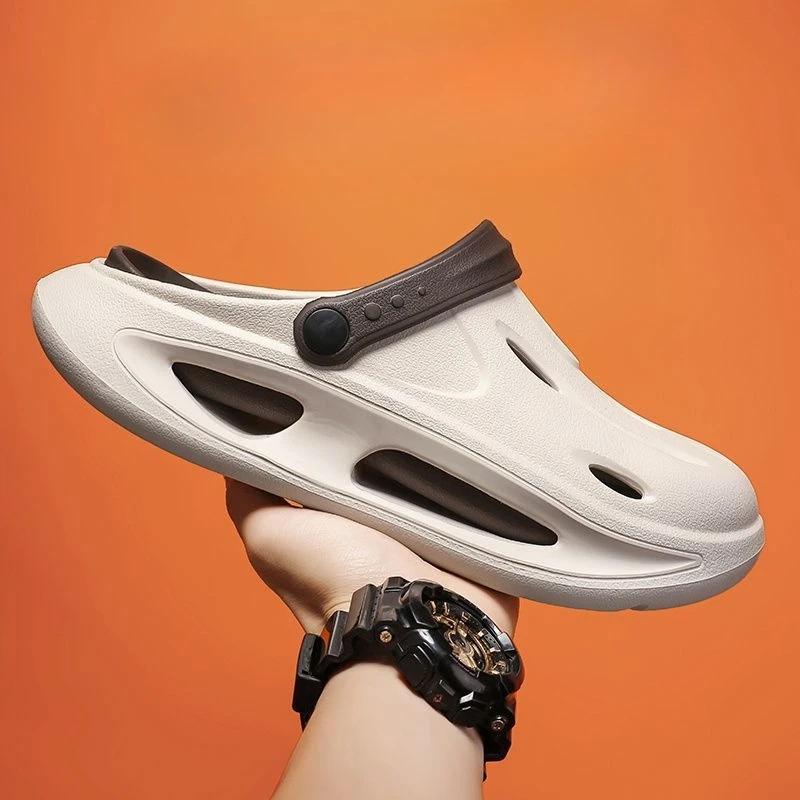 

Дырявые мужские тапочки пляжные 2025 шлепанцы обувь резина лето распродажа взрослые маскулино кэжуал элегантные низкая цена Y2k шлепки мужские 44-45