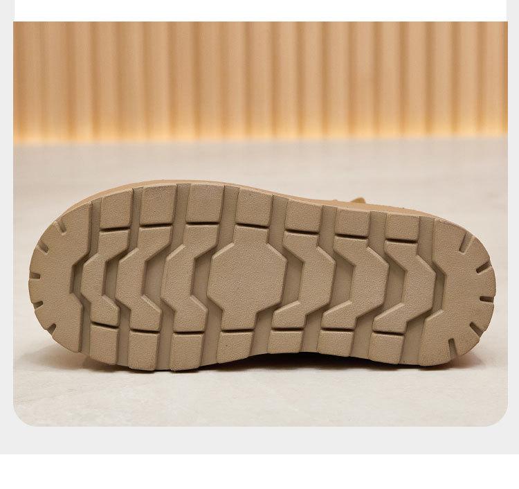 Women's 2024 Warm Leather Snow Boots - Small Size, Low-Top, Non-Slip, Thick-Soled, Height-Enhancing, Plush Winter Short Boots