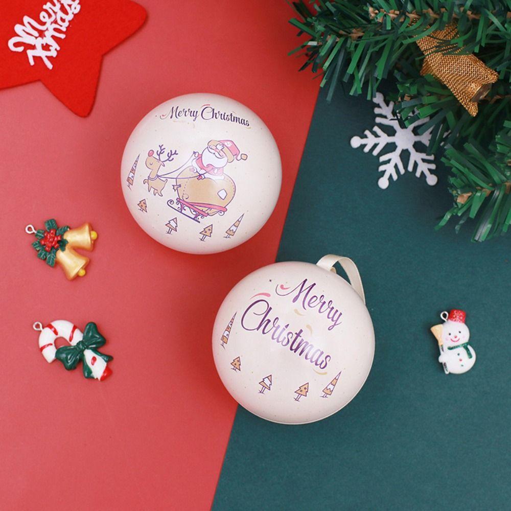 Iron Christmas Tree Balls Pendant Round Gift Packaging Box Christmas Decoration Ball Candy Can  DIY