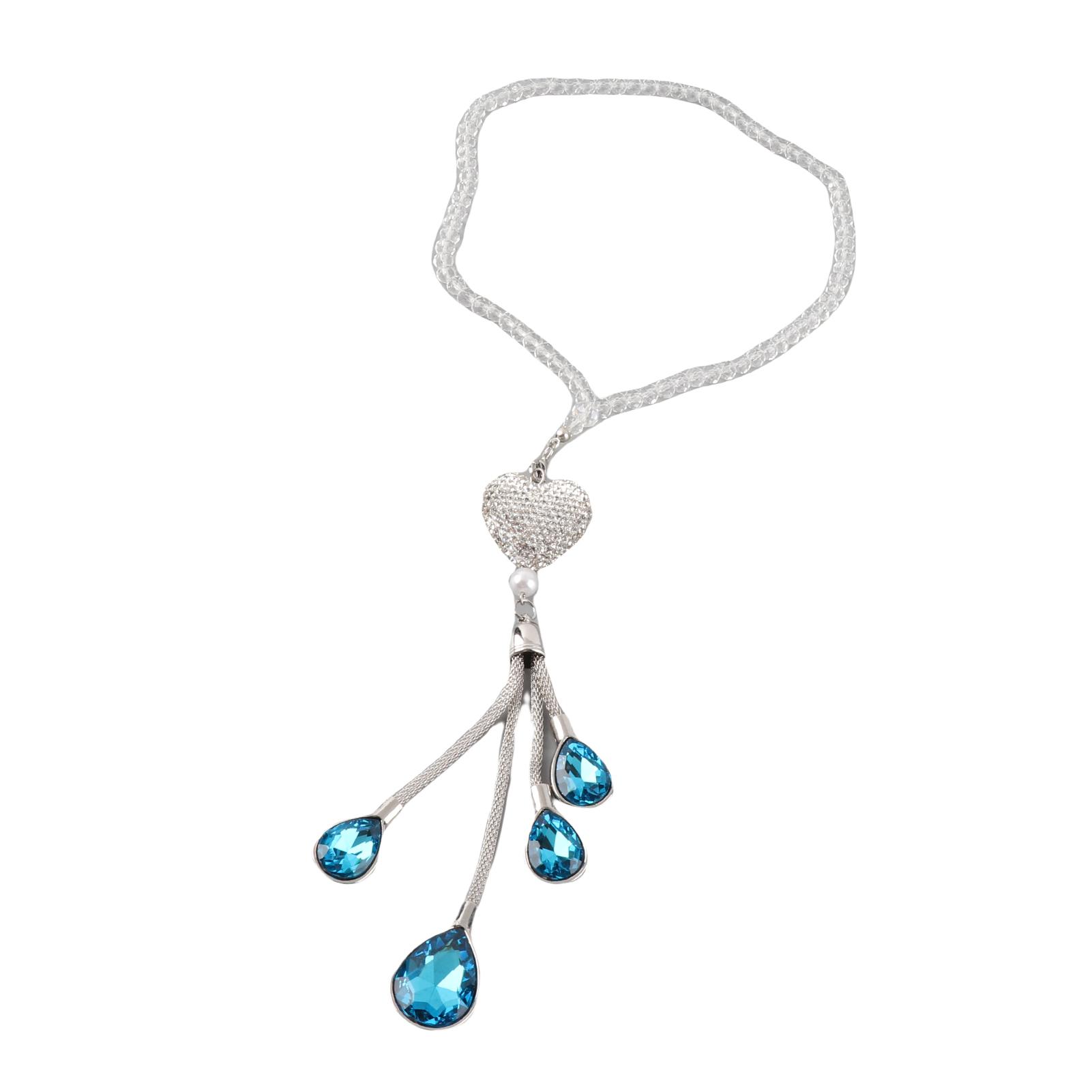 Car Rearview Mirror Pendant Alloy Metal Pendant Decorative Rhinestone Pendant Blue