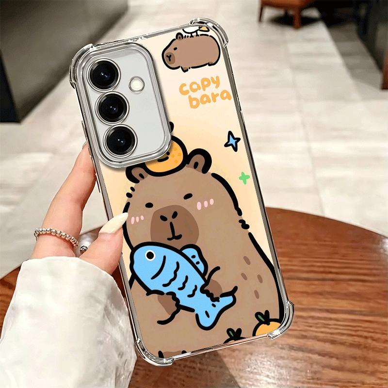 Funny Capybara Cartoon Cute Plating Phone Case For Samsung A17 A07 A37 A57 A16 A56 A15 A55 A14 A54 A13 A53 A26 A36 A25 A35 A24 A