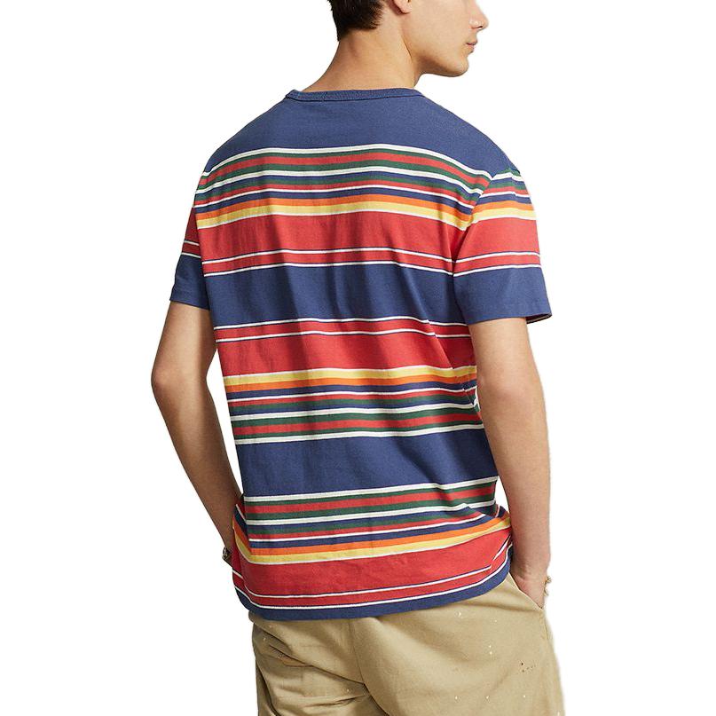 Polo Ralph Lauren FW23 Color Block Logo Embroidered Striped Short Sleeve T-Shirt Men Tops Multicolor MNPOTSH1N821861-410