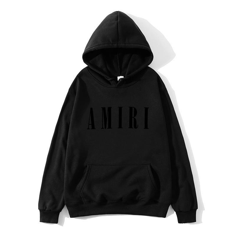Autumn Winter Fleece Men's Amiri Hooded Loose Fit Trendy Brand Hoodie