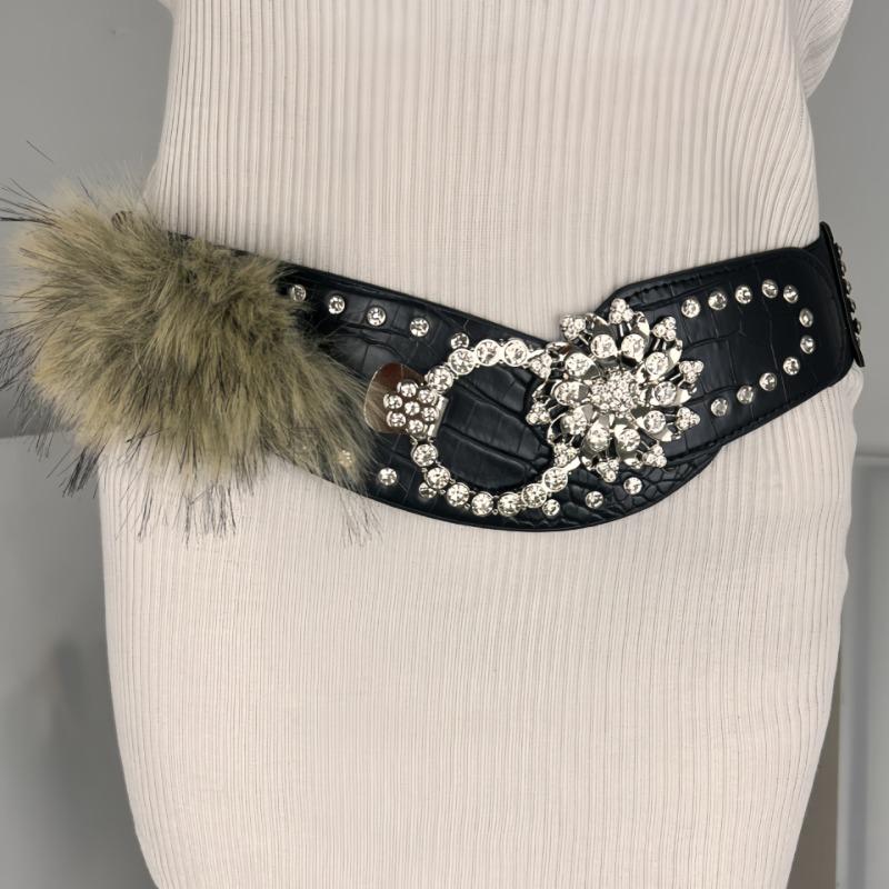 New Rabbit Fur Belt, Fur Belt, European and American Sexy Hot Girl Waist Seal Wide Belt