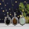 Bohemian Ethnischer Amethyst und Rosenquarz Ovaler Spitzenanhänger