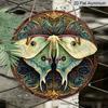 2D Flat, 1pc Round Aluminum Vintage Luna Moth Metal Sign with Intricate Wing Design, Ornate Art Nouveau Wall Plaque, Waterproof Rustproof Decor