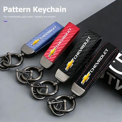 Car Carbon Fibre Leather Keychain Suede Keyring For Cruze Sonic Silverado Corvette Trax Camaro Trailblazer Z71 Aveo SS
